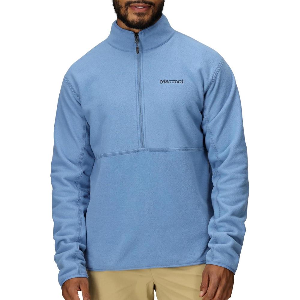 imageMARMOT Mens Rocklin 12 Zip Jacket Classic Warm Lightweight 100Weight Fleece LayerRain Cloud
