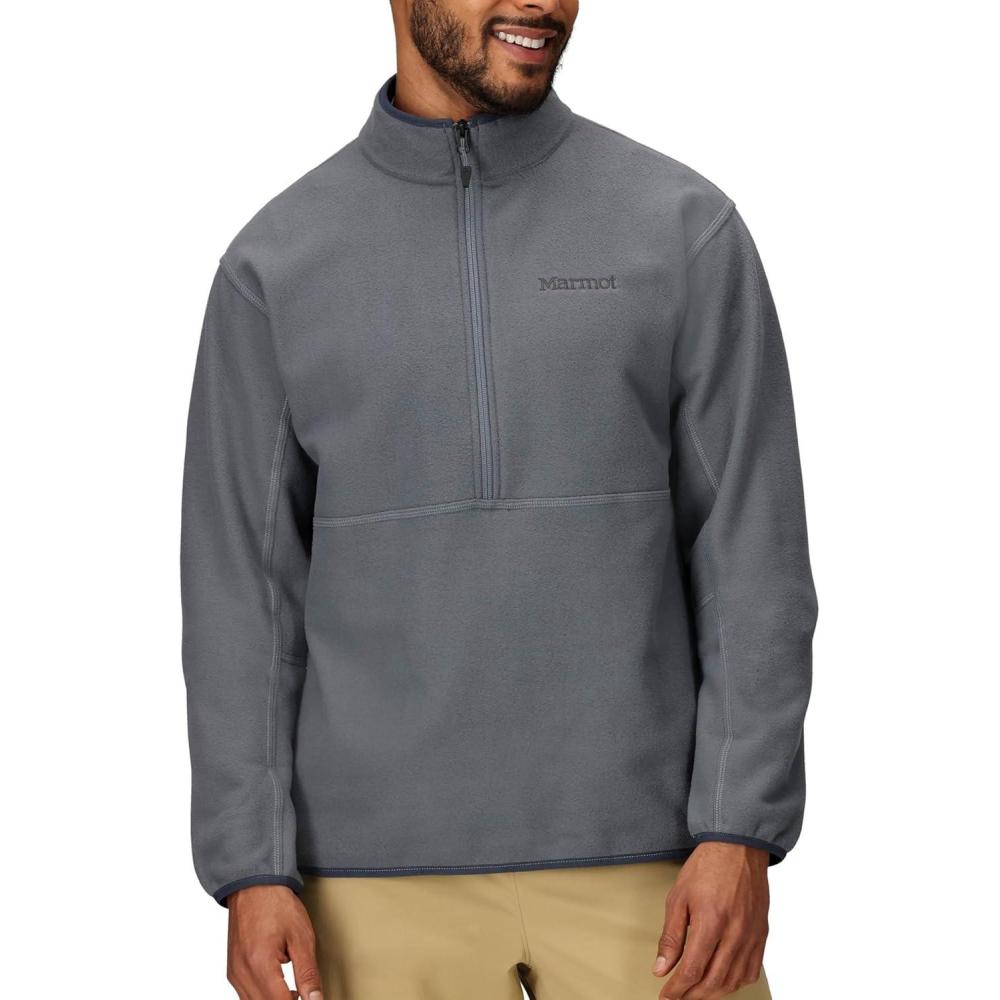 imageMARMOT Mens Rocklin 12 Zip Jacket Classic Warm Lightweight 100Weight Fleece LayerSteel Onyx
