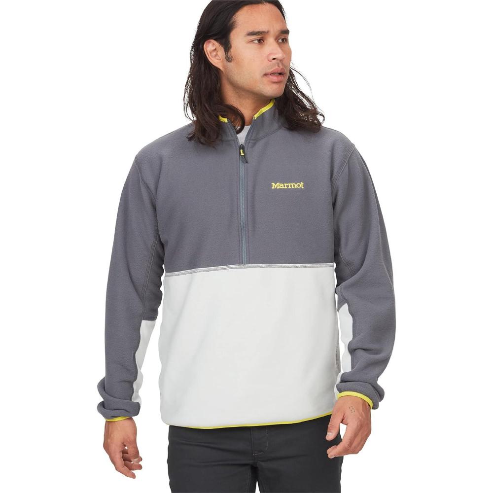 imageMARMOT Mens Rocklin 12 Zip Jacket Classic Warm Lightweight 100Weight Fleece LayerSteel OnyxGlacier Grey