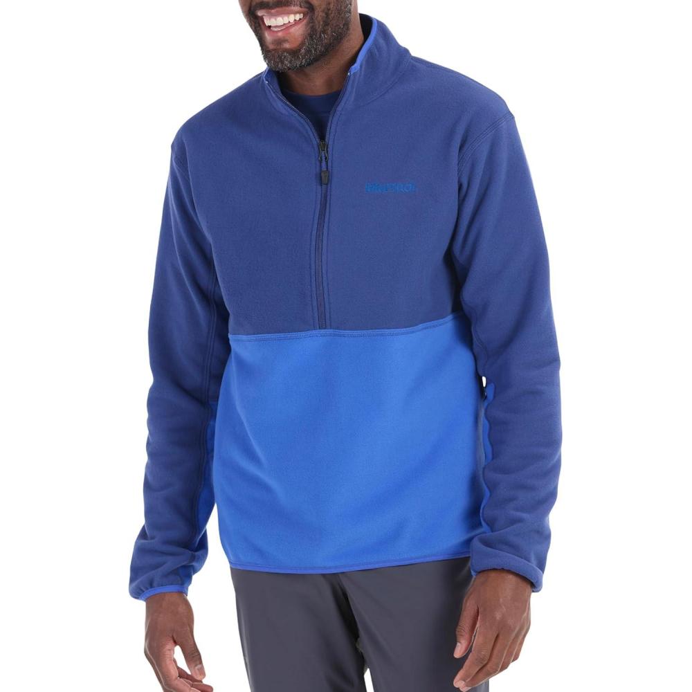 imageMARMOT Mens Rocklin 12 Zip Jacket Classic Warm Lightweight 100Weight Fleece LayerTwilight BlueTrail Blue