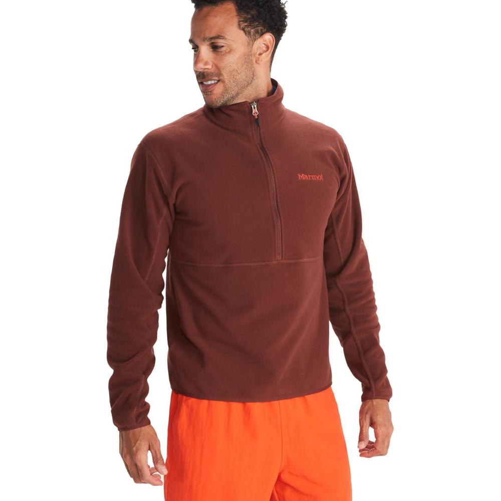 imageMARMOT Mens Rocklin 12 Zip Jacket Classic Warm Lightweight 100Weight Fleece LayerWhiskey Brown
