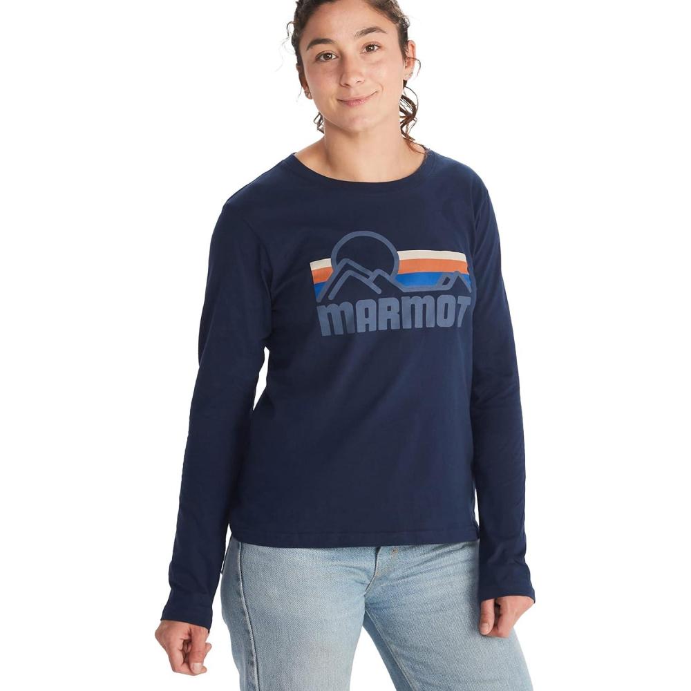 imageMARMOT Womens Coastal LongSleeve TShirt Screen Printed Graphic on Soft Breathable EcoFriendly CottonPoly BlendArctic NavyStorm