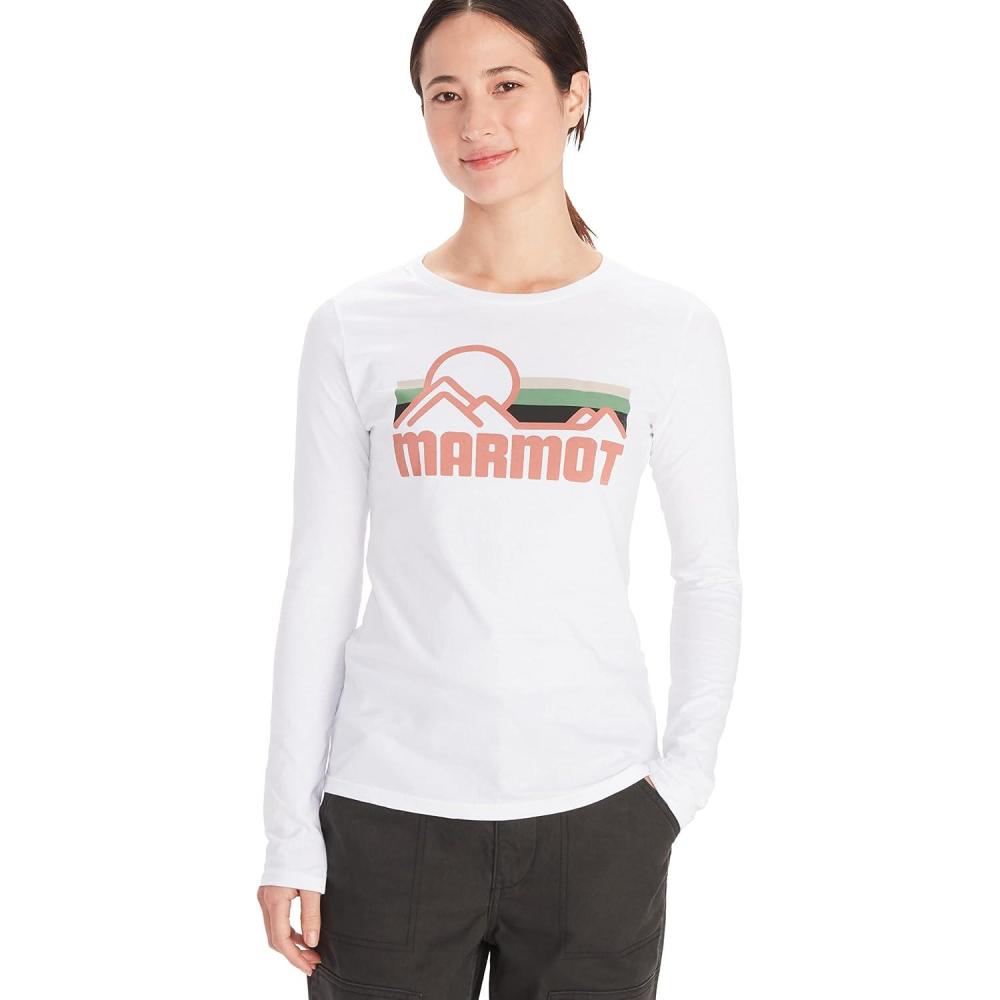 imageMARMOT Womens Coastal LongSleeve TShirt Screen Printed Graphic on Soft Breathable EcoFriendly CottonPoly BlendWhiteRose Gold