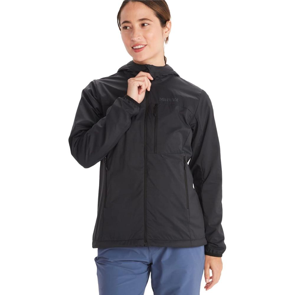 imageMARMOT Womens Ether Driclime Hoody Breathable Comfortable Packable Windbreaker Jacket with HoodBlack