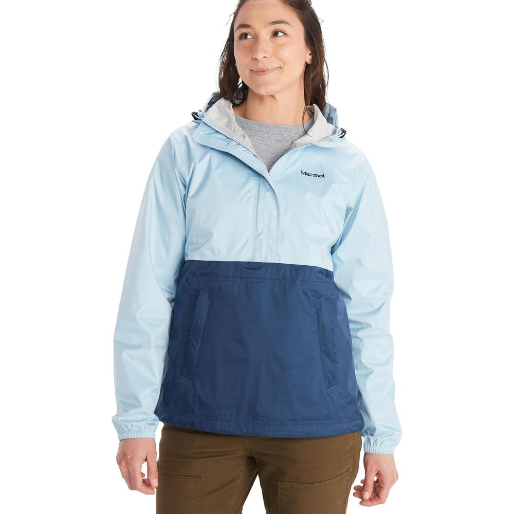 imageMARMOT Womens Precip Eco Waterproof Anorak Rain Jacket Breathable Lightweight Packable Pullover RaincoatTide BlueArctic Navy