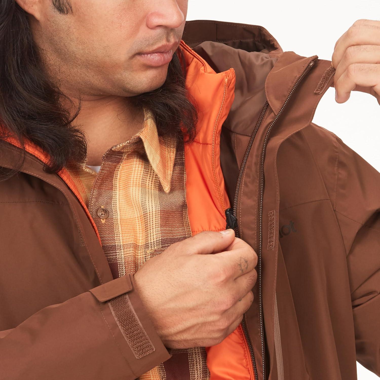 imageMARMOT Mens Ramble 3in1 Component Jacket Recycled Waterproof Shell with Hood and Removable Insulated Thermal R LinerPinecone Latest Collection