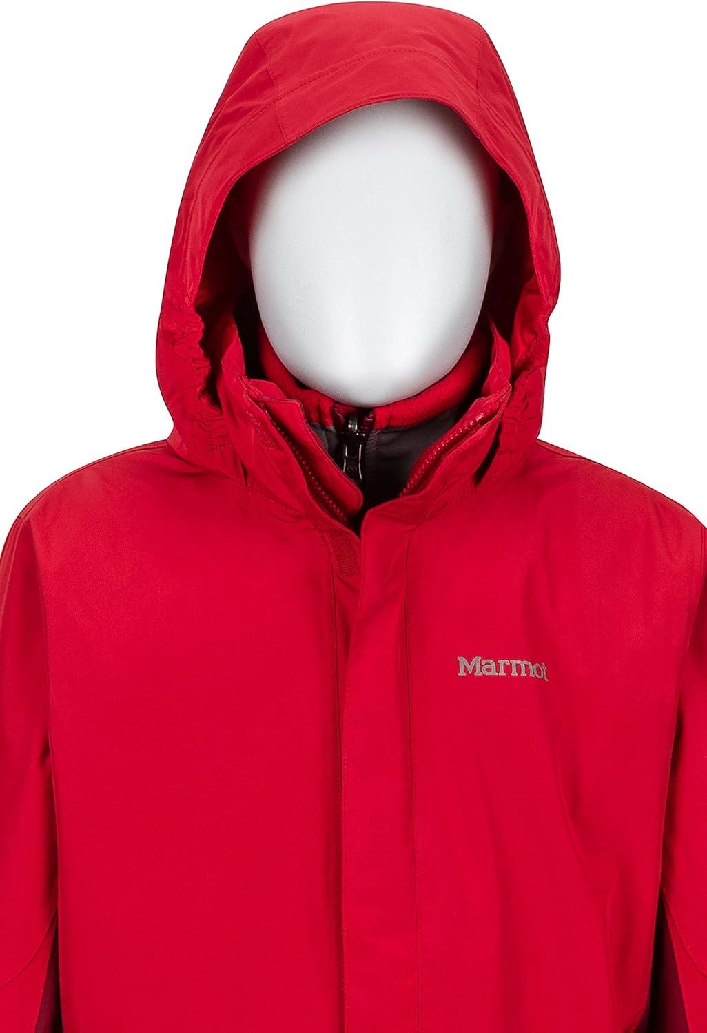 imageMARMOT boys Northshore Waterproof Hooded Rain Jacket With Removable Fleece LinerTeam RedBrick