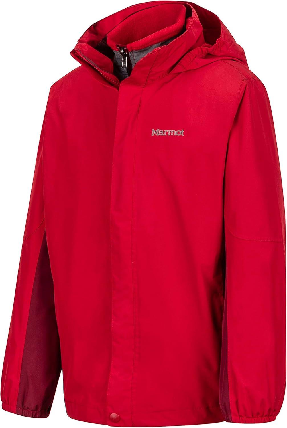 imageMARMOT boys Northshore Waterproof Hooded Rain Jacket With Removable Fleece LinerTeam RedBrick