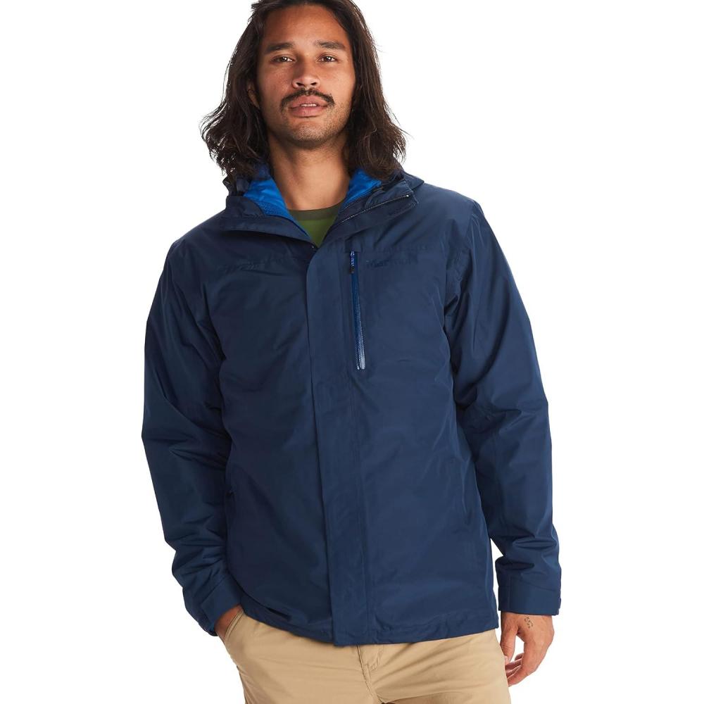 imageMARMOT Mens Ramble 3in1 Component Jacket Recycled Waterproof Shell with Hood and Removable Insulated Thermal R LinerArctic Navy