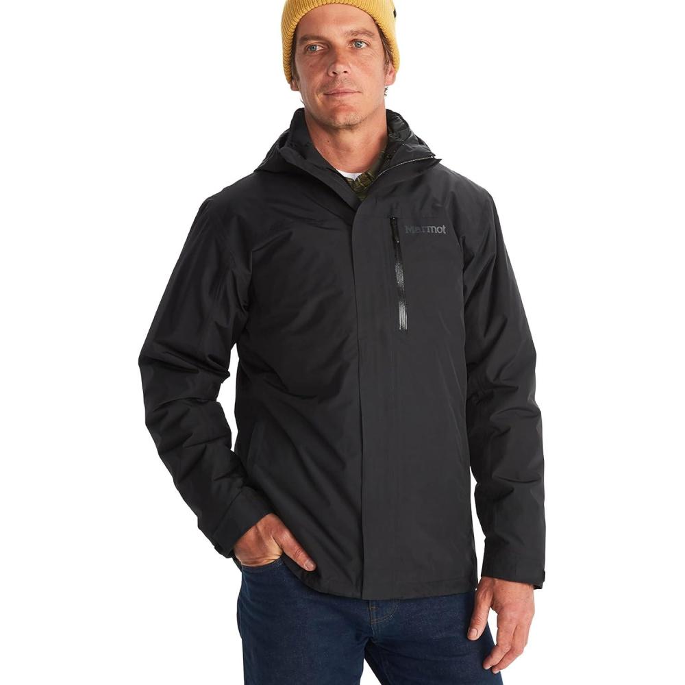 imageMARMOT Mens Ramble 3in1 Component Jacket Recycled Waterproof Shell with Hood and Removable Insulated Thermal R LinerBlack