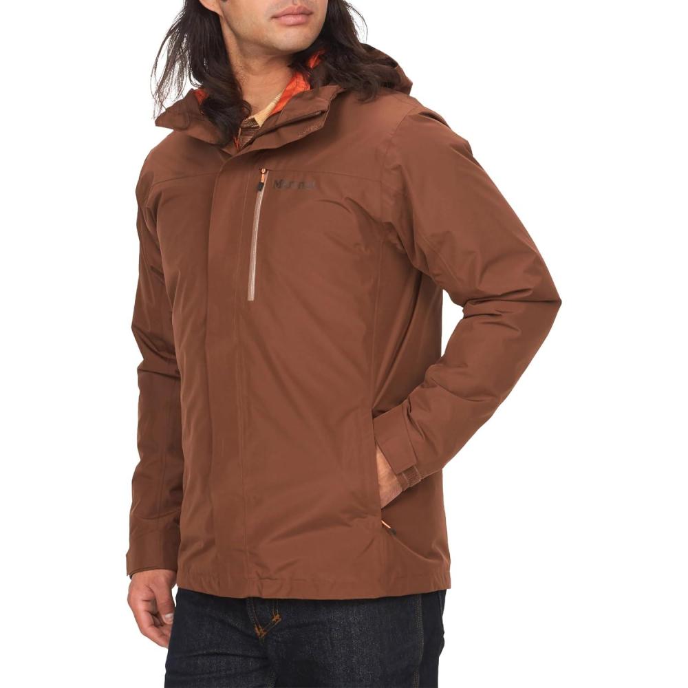 imageMARMOT Mens Ramble 3in1 Component Jacket Recycled Waterproof Shell with Hood and Removable Insulated Thermal R LinerPinecone Latest Collection