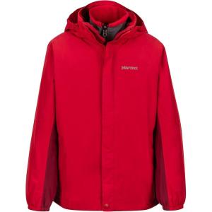 MARMOT boys Northshore Waterproof Hooded Rain Jacket With Removable Fleece Liner(Team Red/Brick)