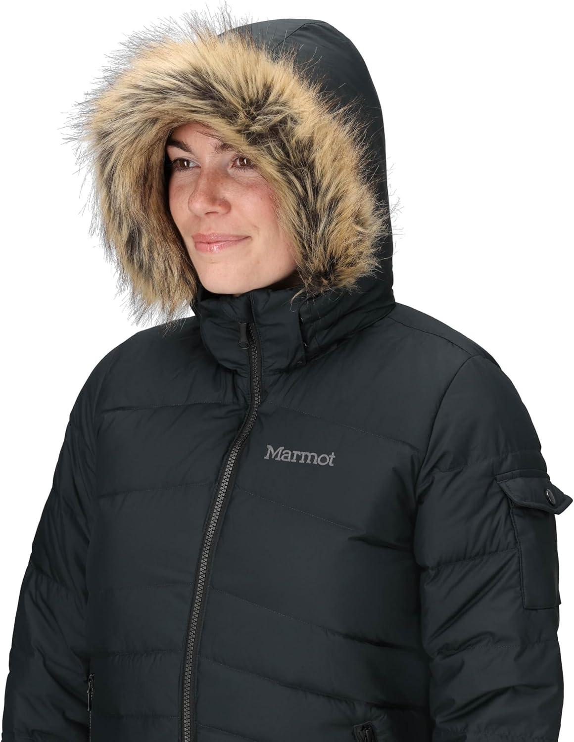 imageMARMOT Womens Ithaca Jacket 700Fill DownInsulated WaterResistant Coat with ZipOff Hood and Removable Fur RuffBlack Latest Collection