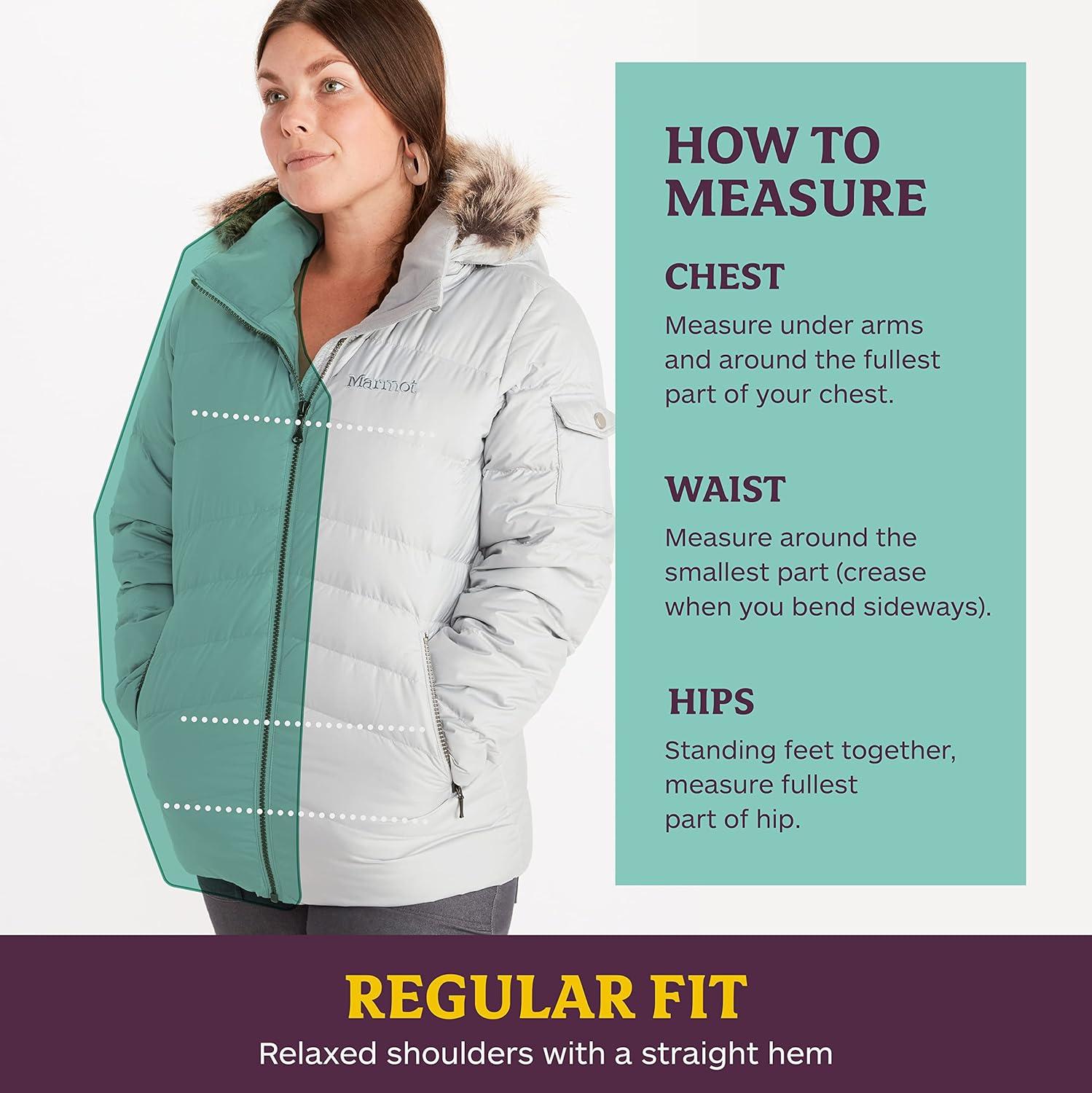 imageMARMOT Womens Ithaca Jacket 700Fill DownInsulated WaterResistant Coat with ZipOff Hood and Removable Fur RuffGlacier Grey