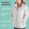 MARMOT Women’s Ithaca Jacket – 700-Fill Down-Insulated, Water-Resistant Coat with Zip-Off Hood and Removable Fur Ruff(Glacier Grey)