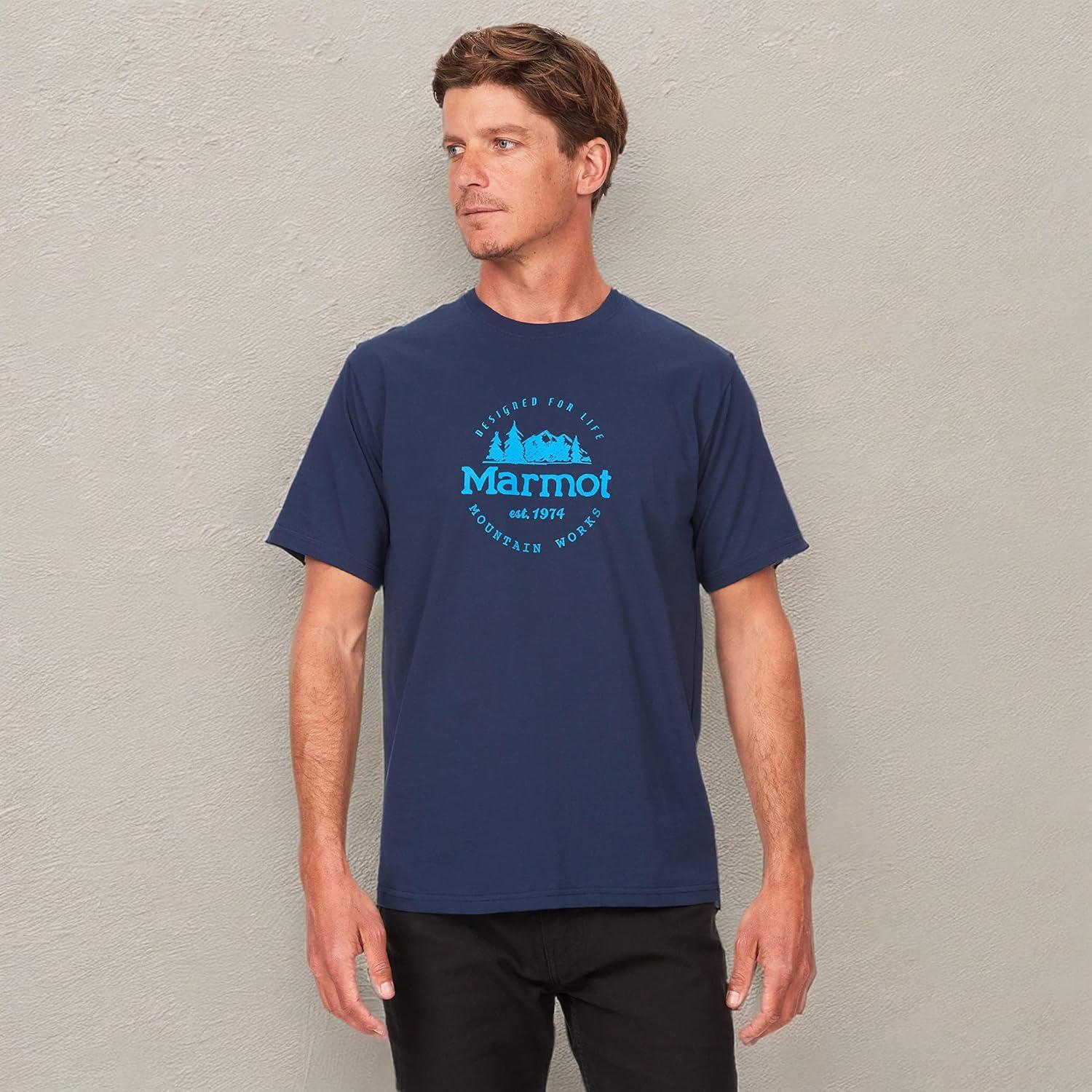 imageMarmot Mens Logo TShirts Printed Graphic on Cotton TeeCulebra Peak Arctic Navy