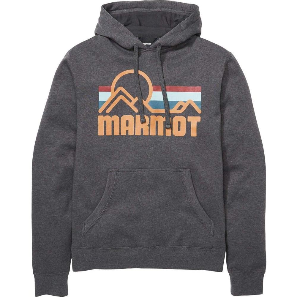 imageMARMOT Mens Coastal Hoody Hooded Sweatshirt with Screen Printed Graphic Jersey Lined Hood and Kangaroo PocketDark Steel Heather