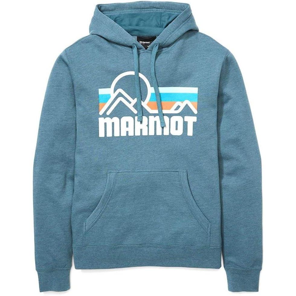 imageMARMOT Mens Coastal Hoody  Hooded Sweatshirt with Screen Printed Graphic Jersey Lined Hood and Kangaroo PocketStargazer Heather
