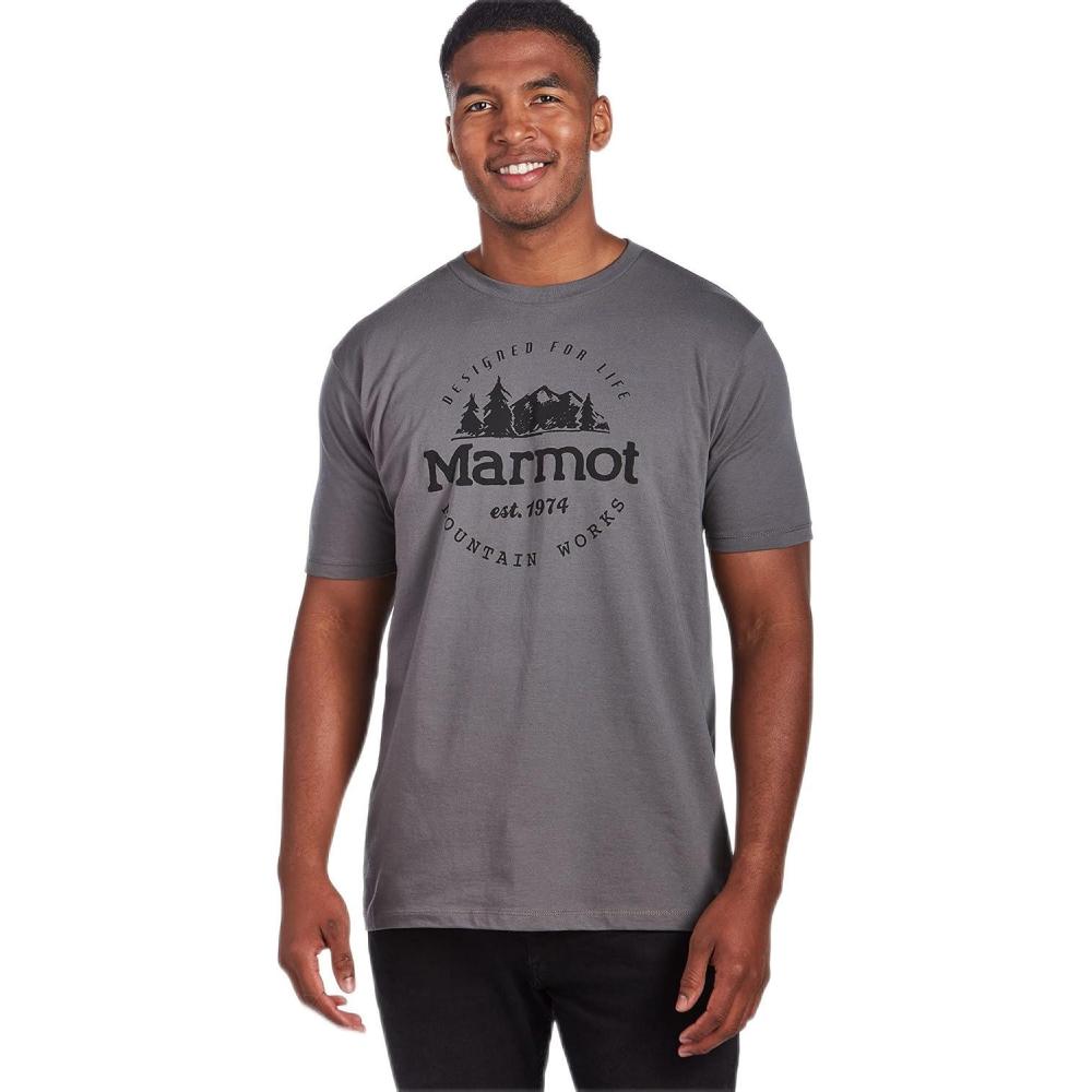 imageMarmot Mens Logo TShirts Printed Graphic on Cotton TeeCulebra Peak Charcoal