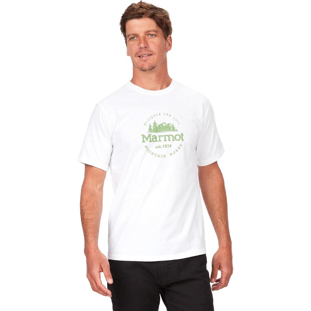 imageMarmot Mens Logo TShirts Printed Graphic on Cotton TeeCulebra Peak White 080