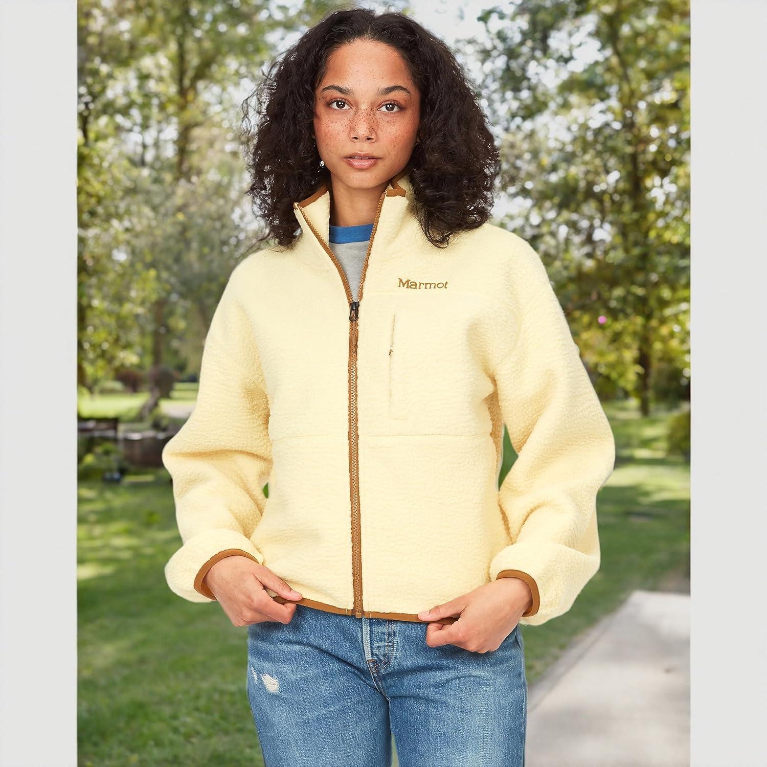 imageMARMOT Womens Aros FullZip Jacket Sherpa Fleece with Retro StyleWheat