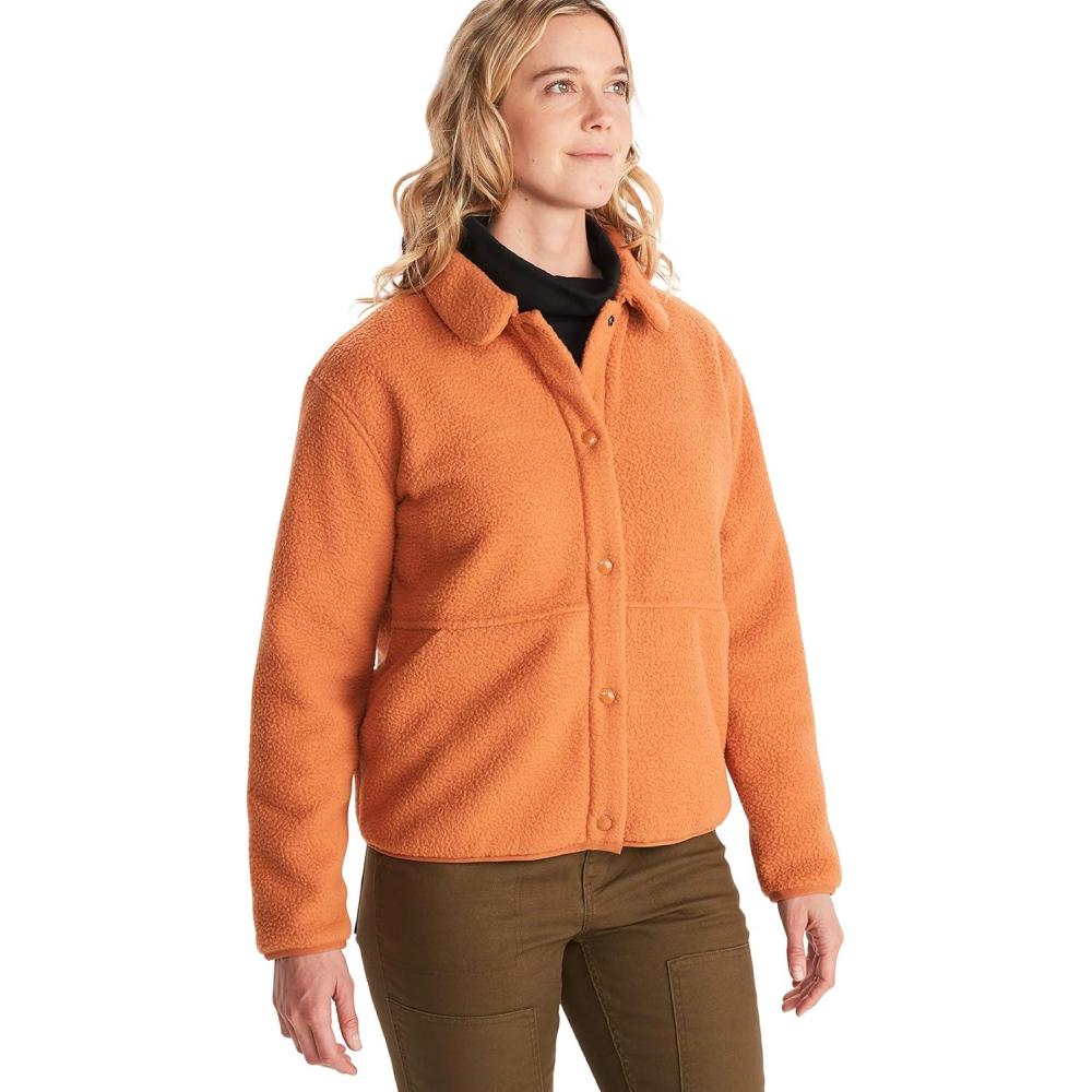 imageMARMOT Womens Aros Fleece Jacket Button ClosureCopper