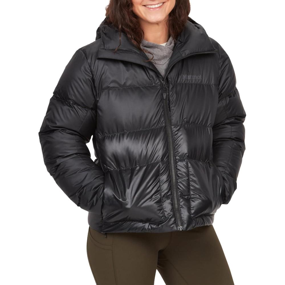 imageMARMOT womens Womens Guides Down Puffer Jacket With Hood 700fill InsulatedBlack Latest Collection