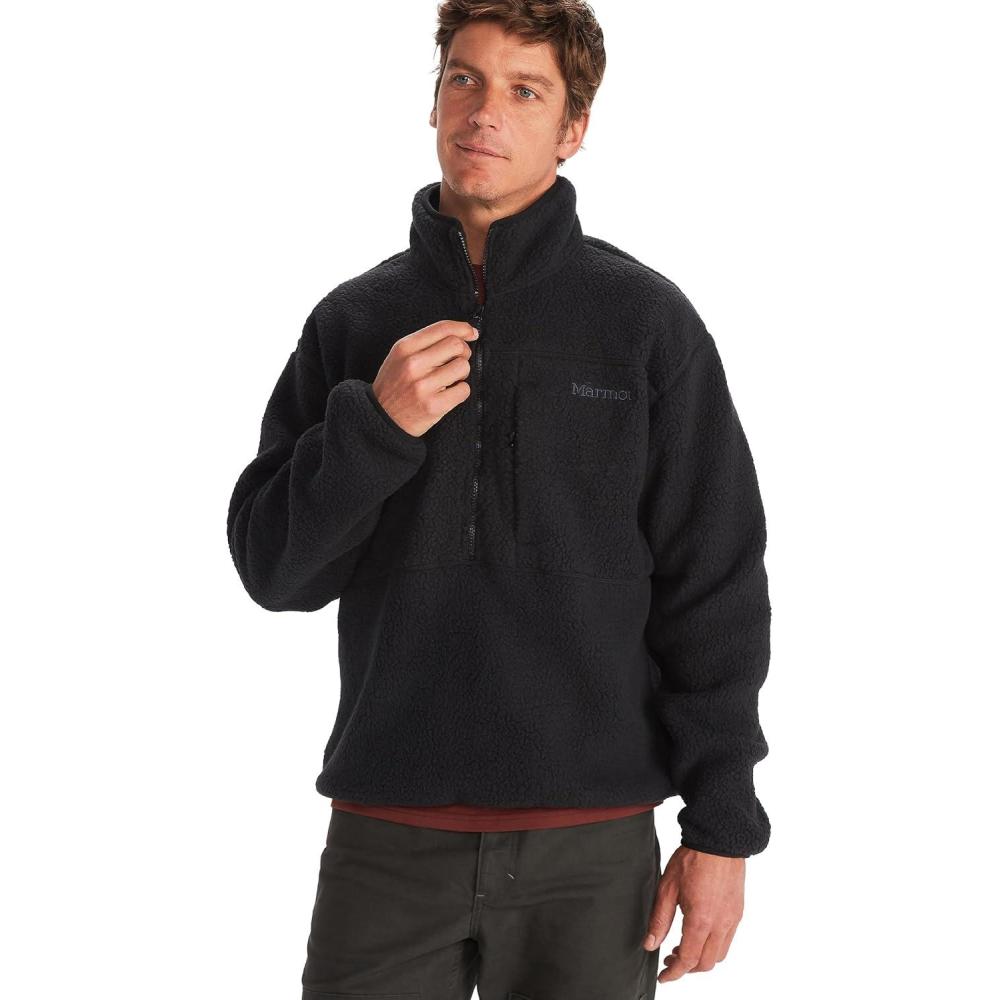 imageMARMOT Mens Aros 12 Zip Jacket Sherpa Fleece with Retro StyleBlack