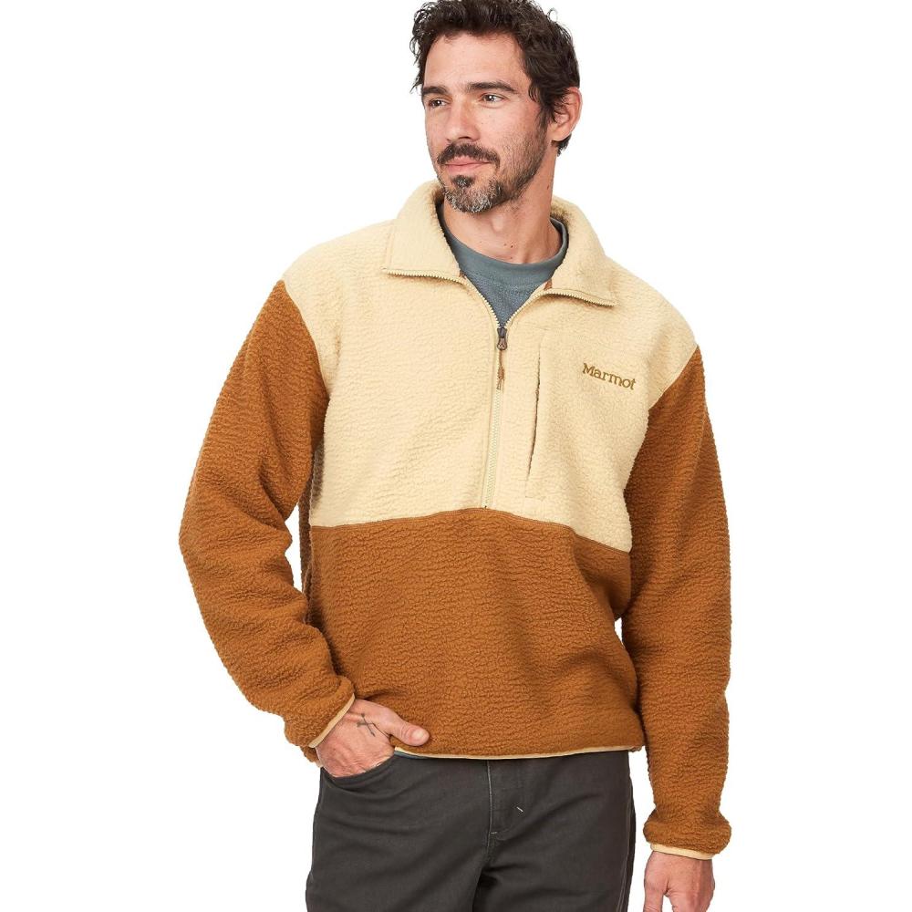 imageMARMOT Mens Aros 12 Zip Jacket Sherpa Fleece with Retro StyleLight OakHazel