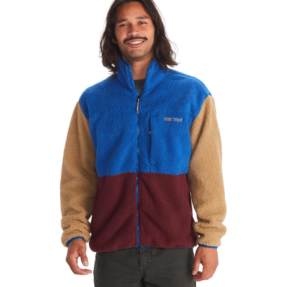 imageMARMOT Mens Aros FullZip Jacket Sherpa Fleece with Retro StyleDark AzurePort Royal