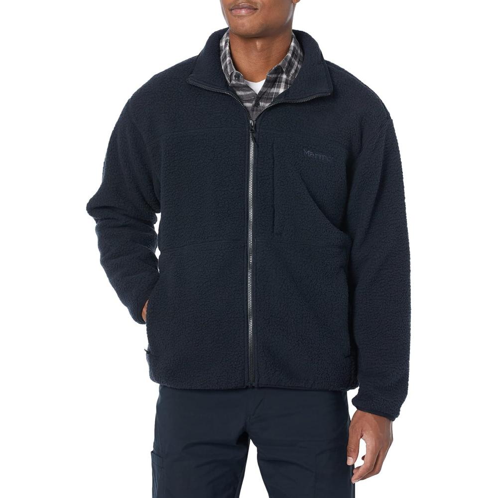 imageMARMOT Mens Aros FullZip Jacket Sherpa Fleece with Retro StylePurple FigSteel OnyxSleet