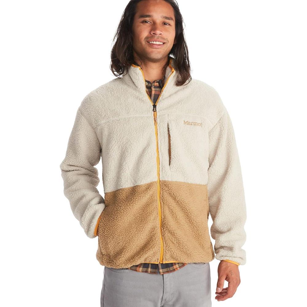 imageMARMOT Mens Aros FullZip Jacket Sherpa Fleece with Retro StyleShetlandSandbar