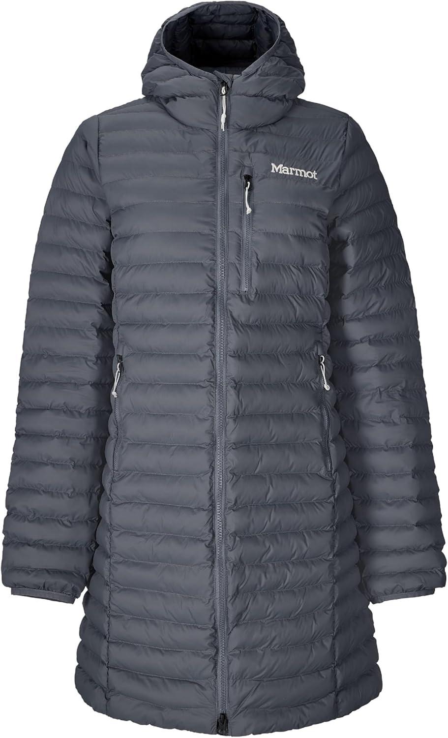 imageMARMOT Womens Echo Featherless Long Jacket Lightweight Hooded Downalternative Insulated JacketOlive Grove
