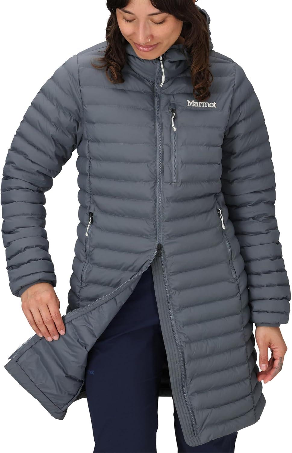 imageMARMOT Womens Echo Featherless Long Jacket Lightweight Hooded Downalternative Insulated JacketSteel Onyx