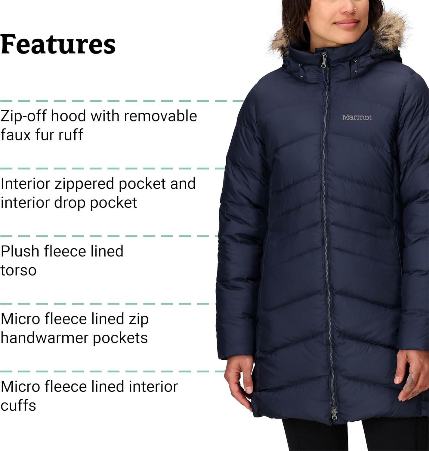 imageMARMOT Womens Montreal Midthigh Length Down Puffer JacketMidnight Navy Latest Collection