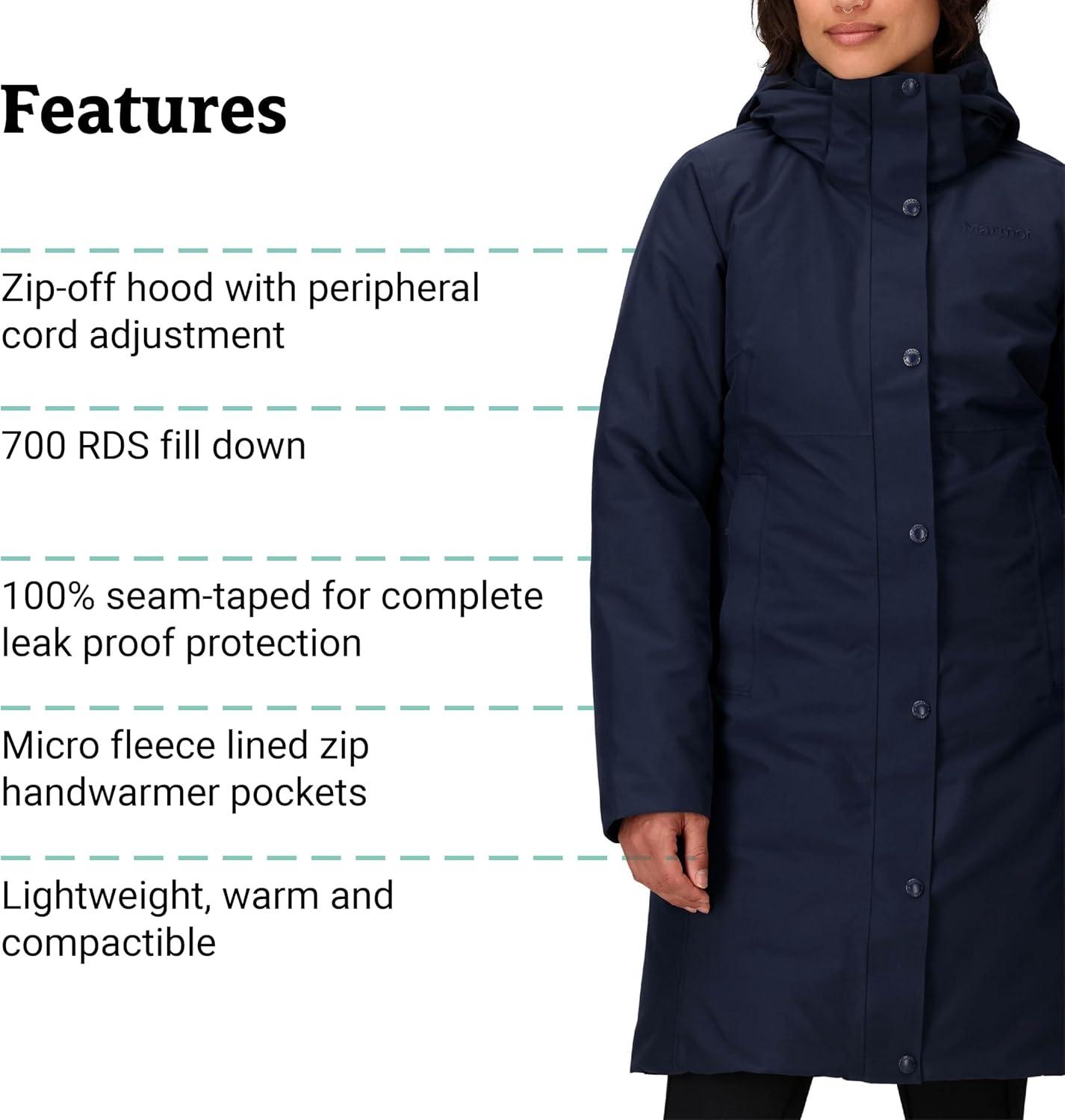 imageMARMOT womens Chelsea 700 Down Fill Coat With HoodArctic Navy Latest Collection