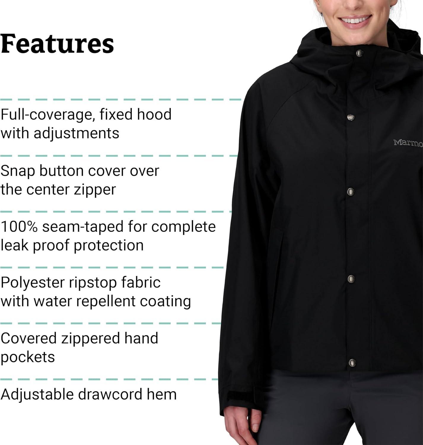 imageMarmot Womens Cascade Durable amp Waterproof Rain JacketBlack