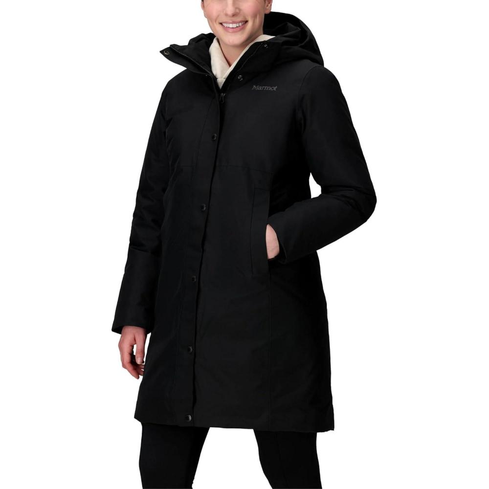 imageMARMOT womens Chelsea 700 Down Fill Coat With HoodBlack Latest Collection