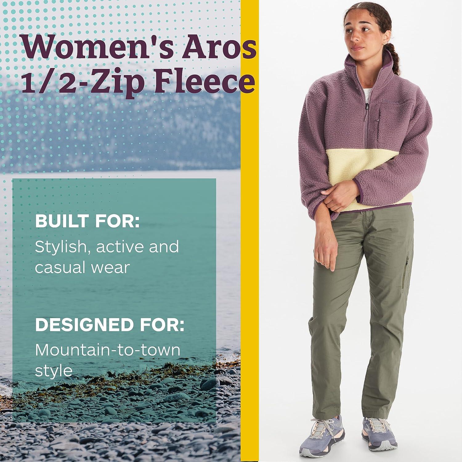 imageMARMOT Womens Aros 12 Zip Jacket Pullover Sherpa Fleece Jacket with Retro StyleHazy PurpleWheat