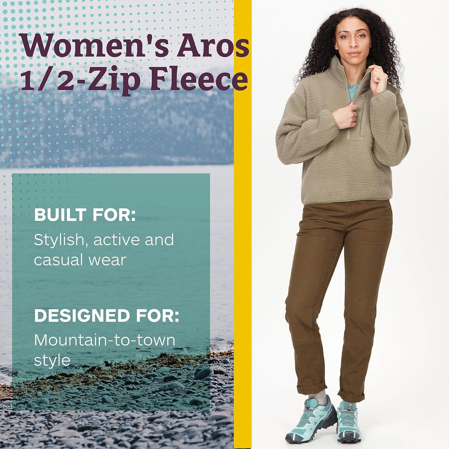imageMARMOT Womens Aros 12 Zip Jacket Pullover Sherpa Fleece Jacket with Retro StyleVetiver