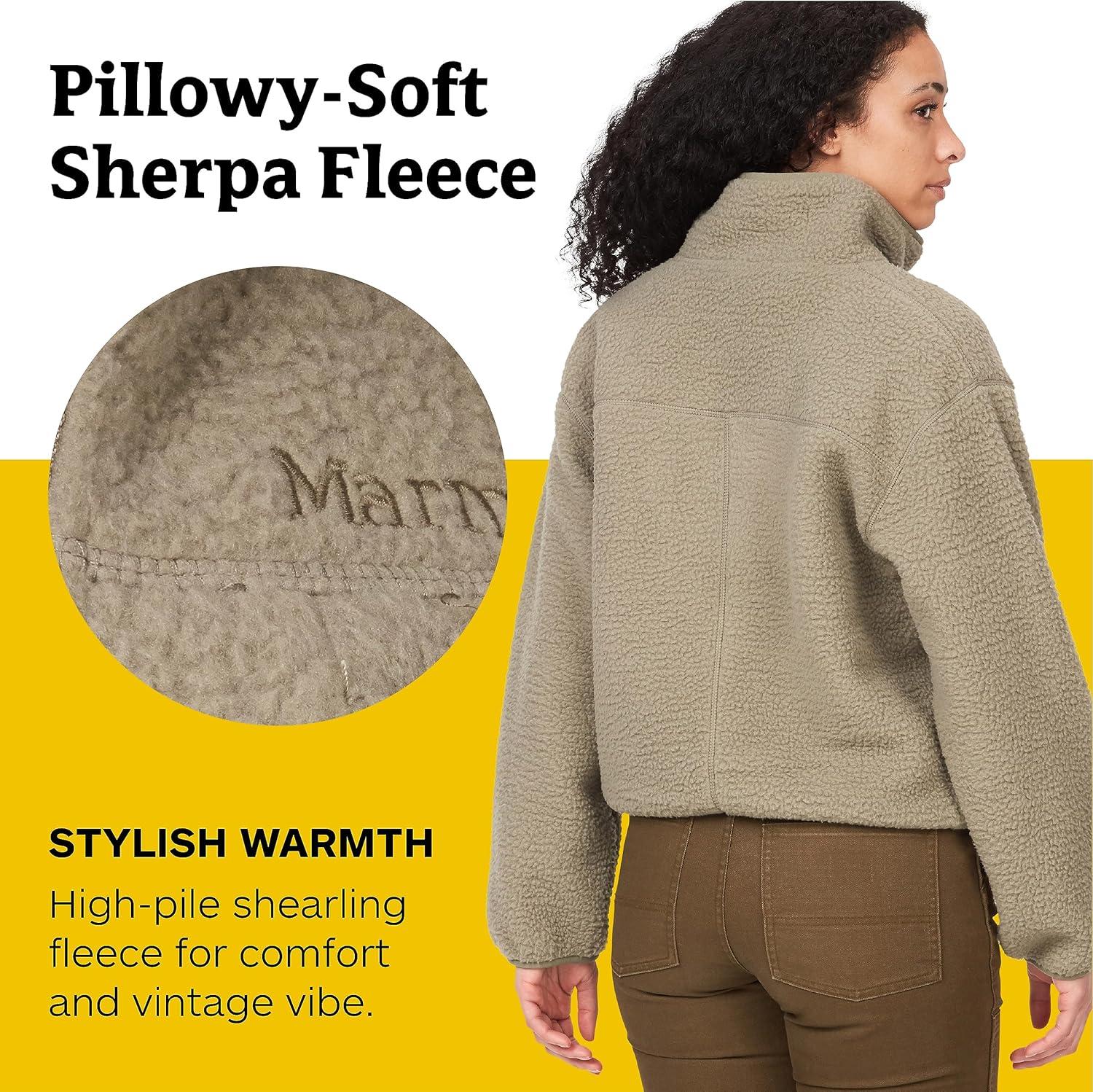 imageMARMOT Womens Aros 12 Zip Jacket Pullover Sherpa Fleece Jacket with Retro StyleVetiver