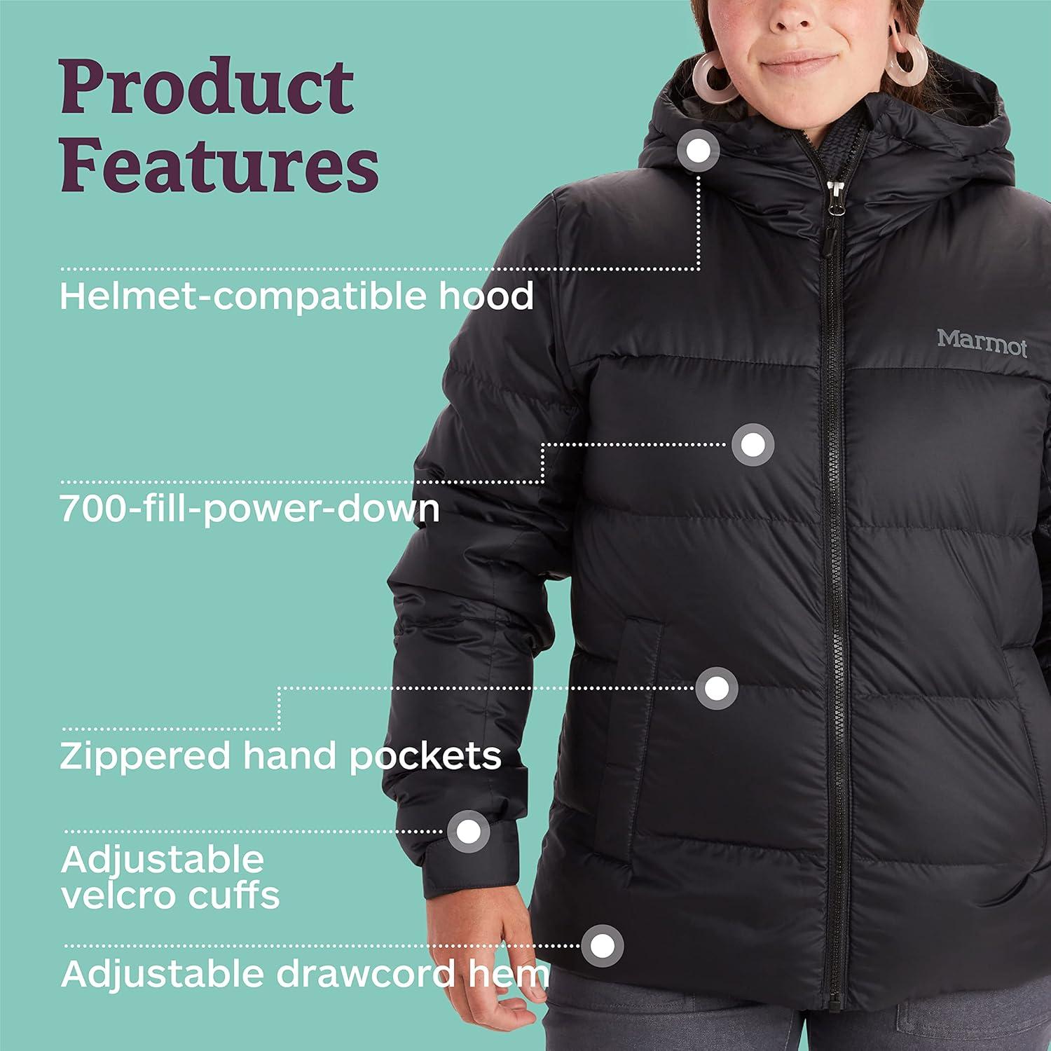 imageMARMOT Womens Guides Down Hoody 700Fill Insulated WaterResistant Lightweight Puffer Jacket with HoodBlack