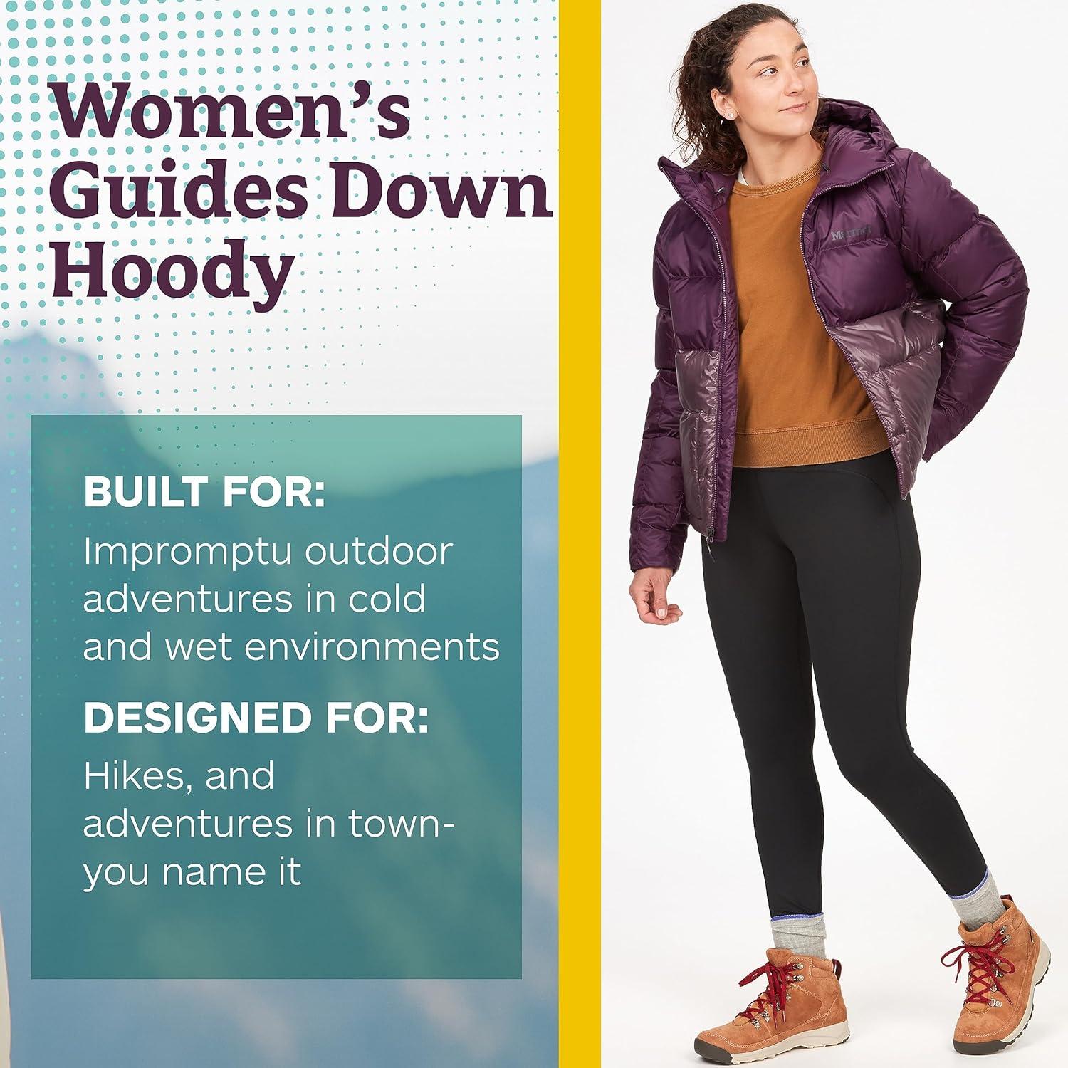 imageMARMOT Womens Guides Down Hoody 700Fill Insulated WaterResistant Lightweight Puffer Jacket with HoodPurple FigHazy Purple