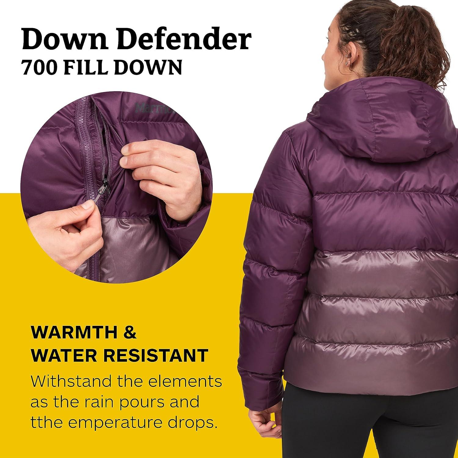 imageMARMOT Womens Guides Down Hoody 700Fill Insulated WaterResistant Lightweight Puffer Jacket with HoodPurple FigHazy Purple