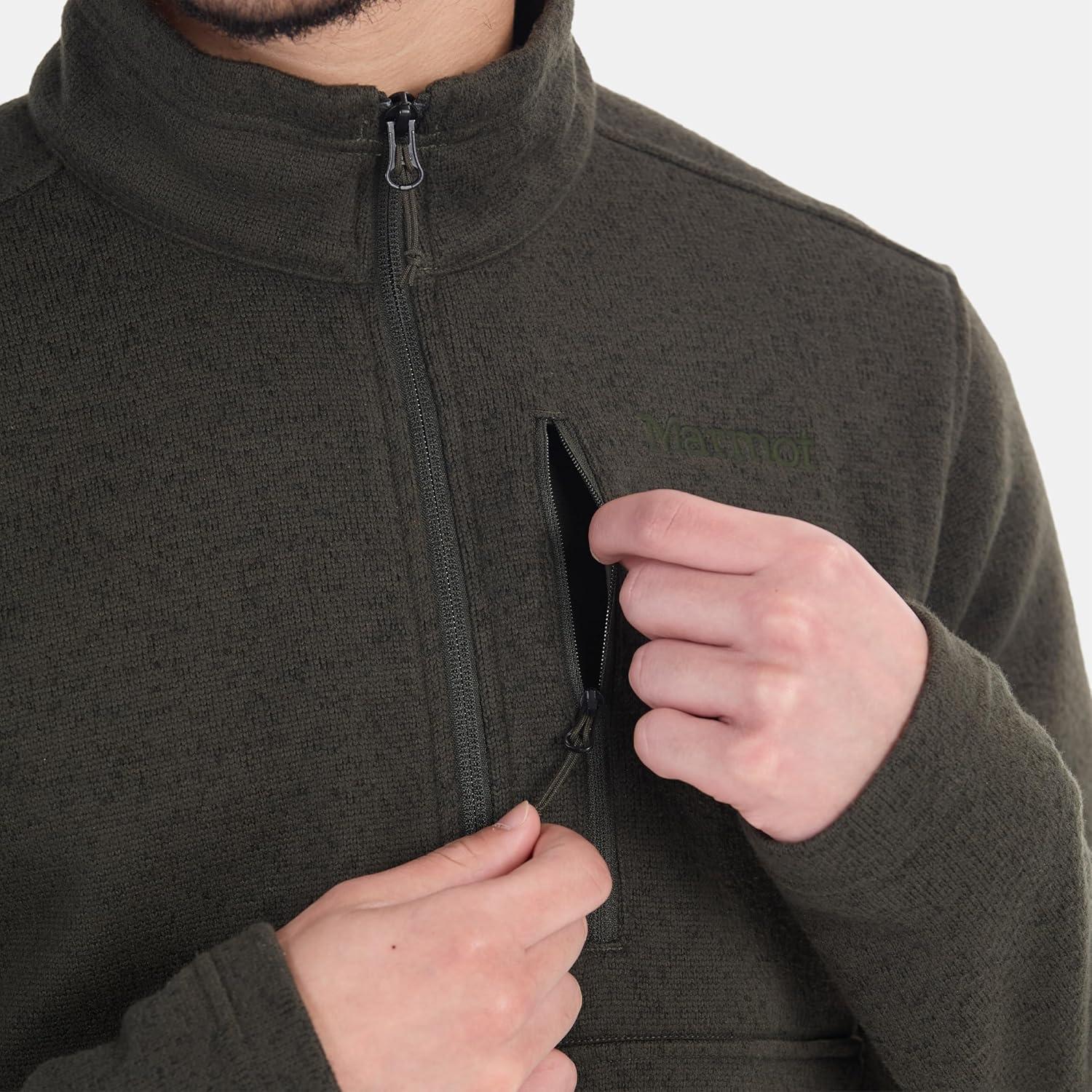 imageMarmot Mens Drop Line 12 Zip Pullover Lightweight 100Weight Sweater Fleece JacketRosin Green 7764
