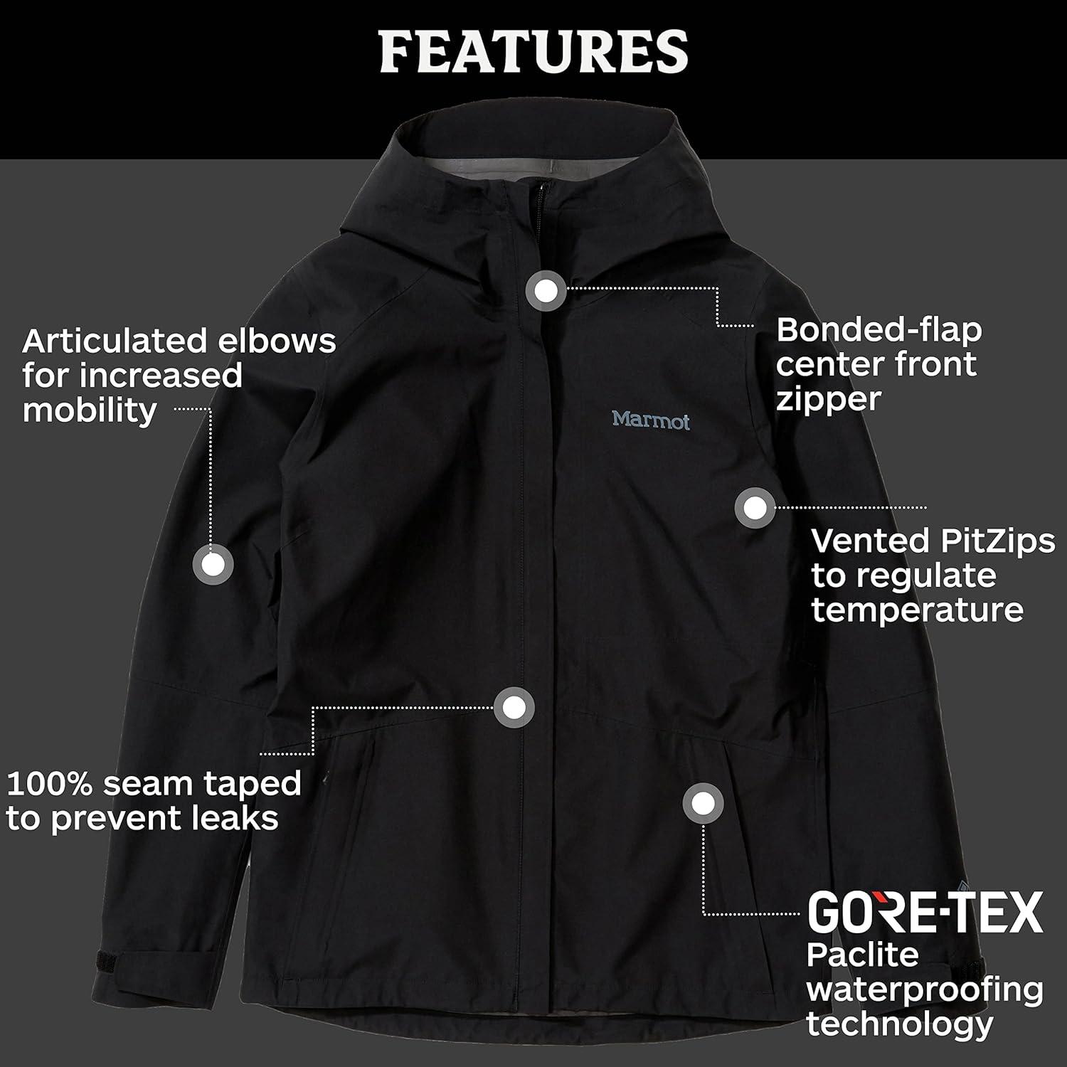 imageMarmot Womens Minimalist Gortex Waterproof Rain JacketBlack