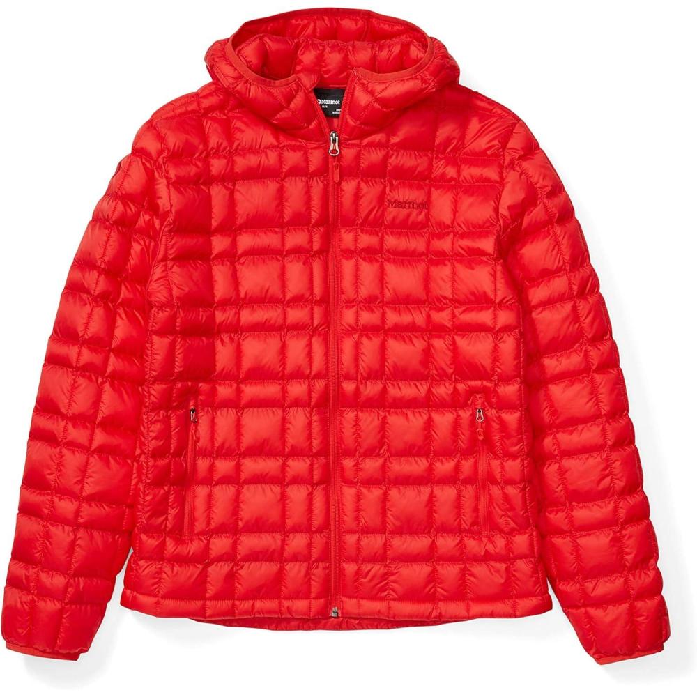 imageMARMOT Mens Featherless Hoody Lightweight DownAlternative Puffer Jacket with HoodTeam Red