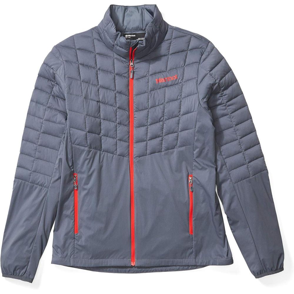 imageMARMOT Mens Featherless Hybrid Jacket  DownAlternative Puffer LayerSteel OnlyxVictory Red