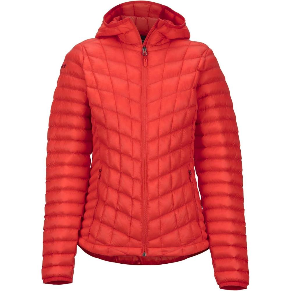 imageMARMOT Womens Featherless Hoody Lightweight DownAlternative Puffer Jacket with HoodVictory Red