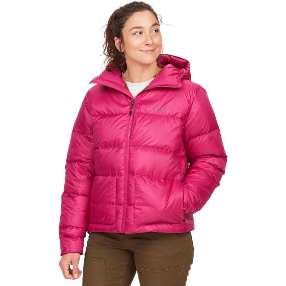 imageMARMOT Womens Guides Down Hoody 700Fill Insulated WaterResistant Lightweight Puffer Jacket with HoodBright Fuchsia